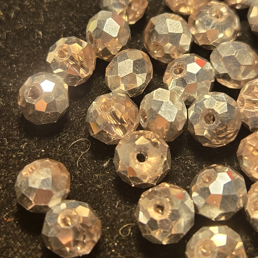 Silvery, Sparkling Faceted Crystal Beads